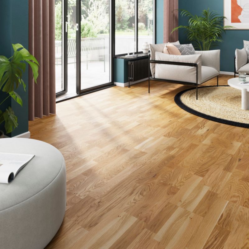 GoodHome Elkins 3-lamel trægulvsplanke i eg, 1,58 m²