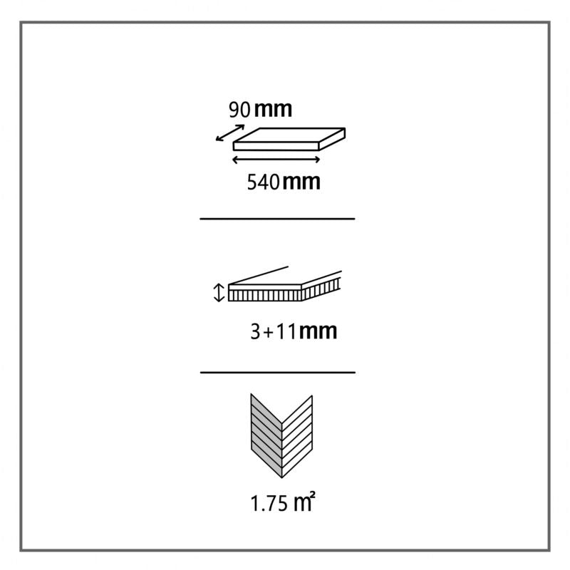 GoodHome Eslov trelags gulvbræt 14 x 90 x 540 mm fransk fiskebensmønster 1-lamel 1,75 m²