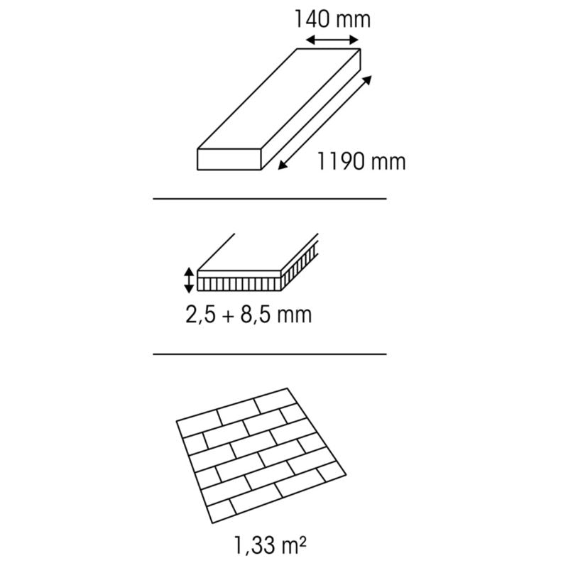 GoodHome Usborne trelags gulvbræt i brun, 1-lamel, 1,33 m²