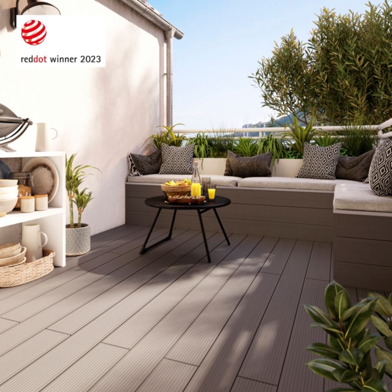 GoodHome Neva komposit terrassebræt 2,1 x 14,5 x 220 cm taupe