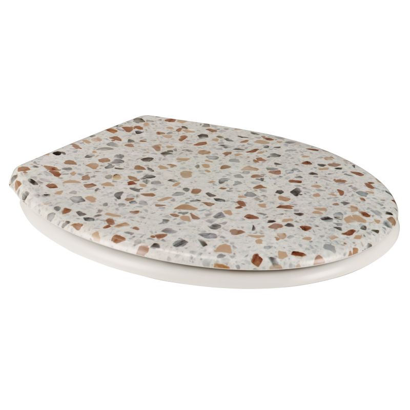 GoodHome Genoa wc-sæde i duroplast med blød lukning og stenmønster