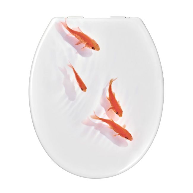 GoodHome Genoa wc-sæde med blød lukning i duroplast med fiskemotiv