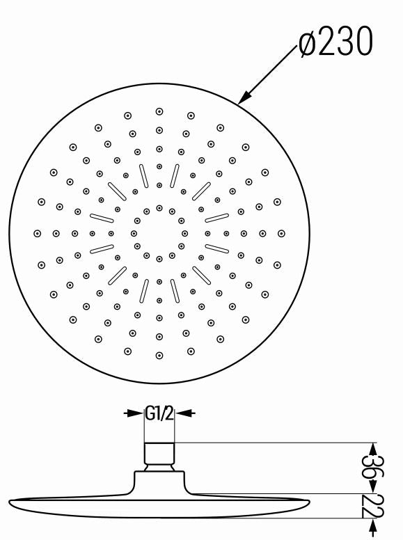 Mexen D-67 regnbruser i krom 23x23 cm, 1 stk.