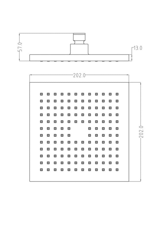 Mukda regnbruser 20 x 20 cm i krom