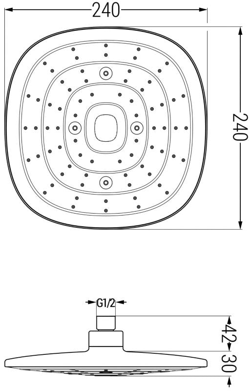 Rund Mexen D-17 regnbruser krom/hvid 24x24 cm 1 stk.