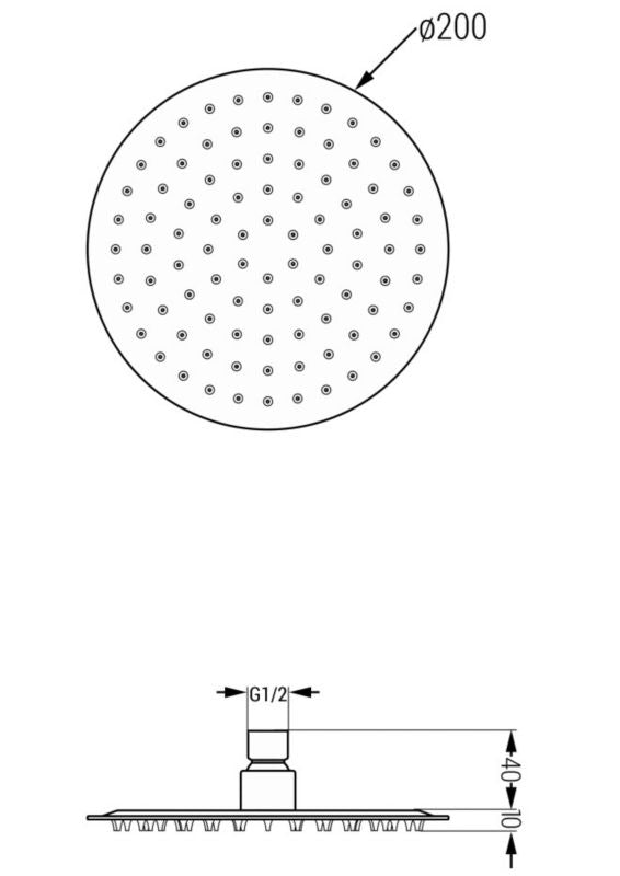 Rund Mexen Slim regnbruser i krom, 20 cm, 1 stk.