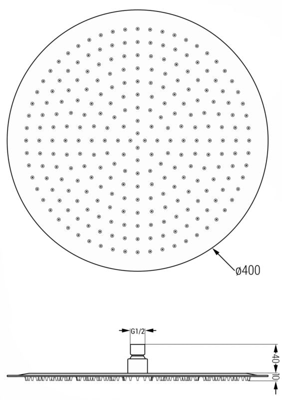 Rund Mexen Slim bruserhoved sort 40 cm 1 stk.