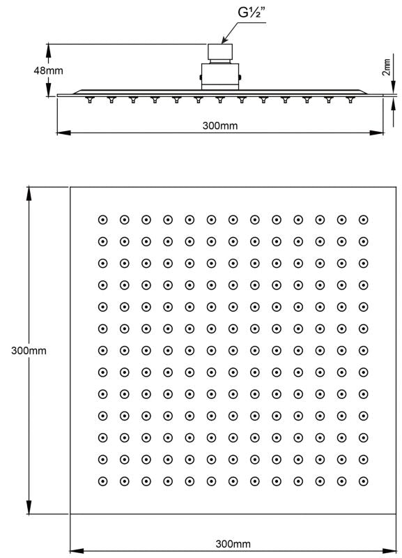 Upana regnbruser 30 x 30 cm krom