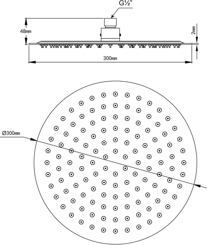 Uriah regnbruser, Ø 30 cm, krom