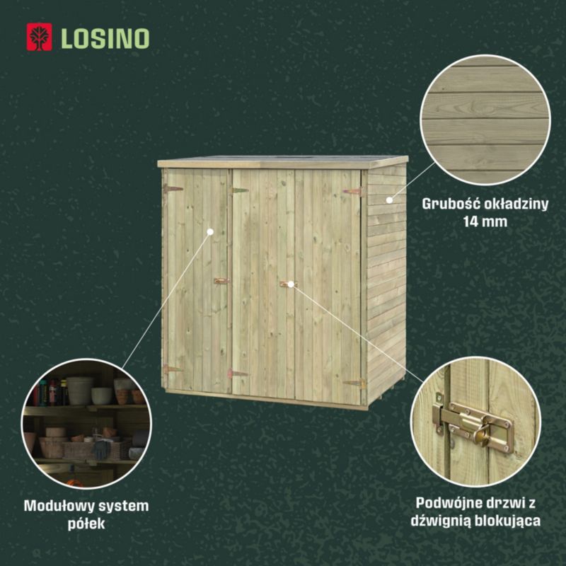 3-dørs træredskabsskur