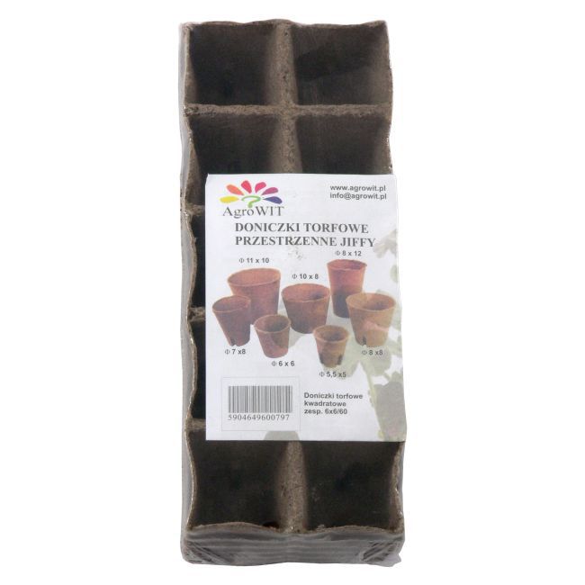 Kvadratiske torvpotter 6 x 6 cm, 60 stk.