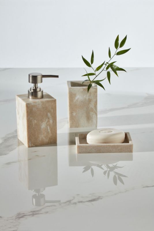 GoodHome Cenia sæbedispenser i beige marmor