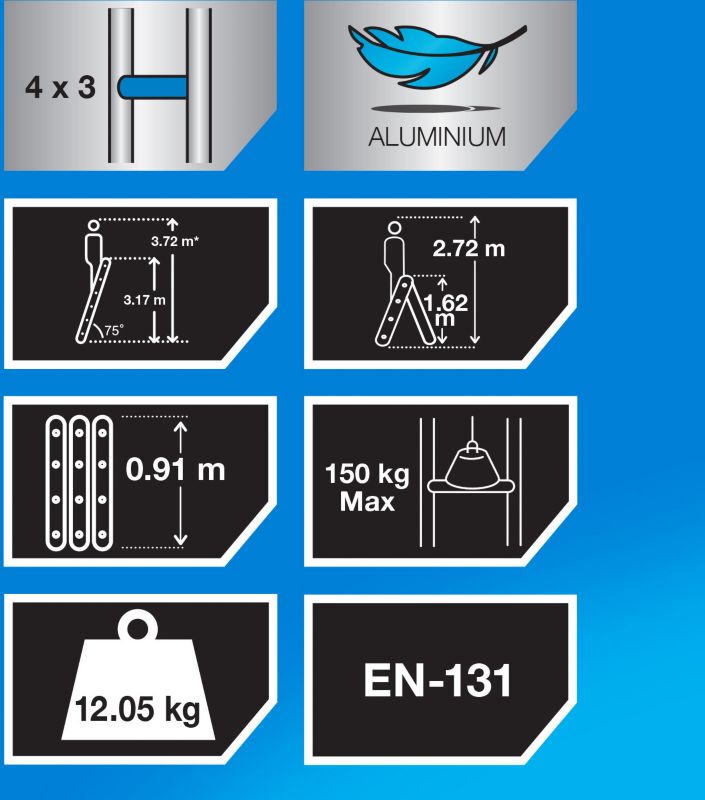 Aluminiumsstige MacAllister 4 x 3 trin
