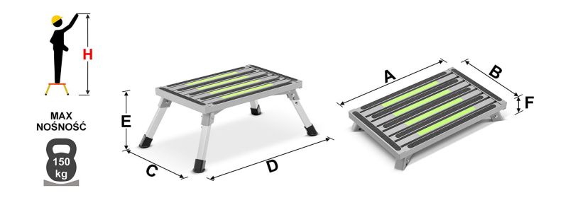 Sammenklappelig hjemmetrappe skammel HIGHER ML-203N 1 stk.