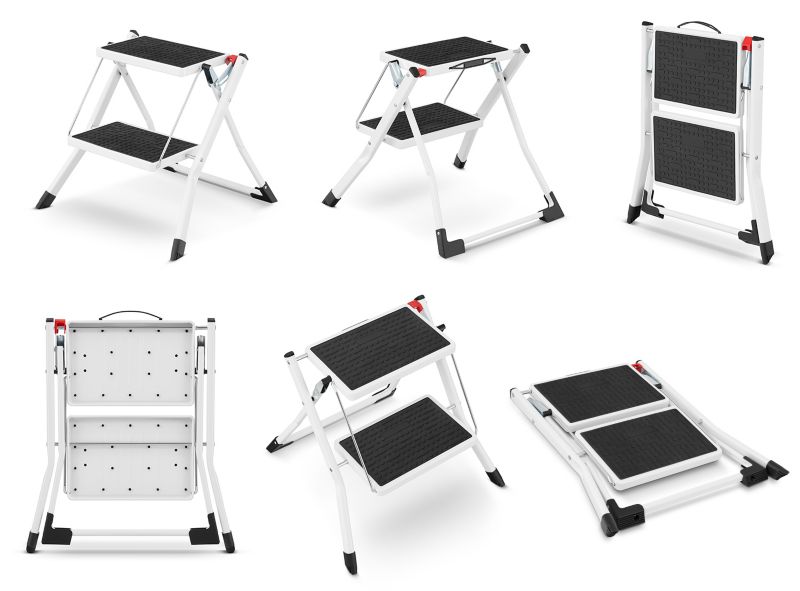 Sammenklappelig stålstige til hjemmet HIGHER med 2 trin, 1 stk.