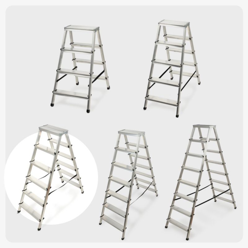 KADAX aluminiumsramme foldbar 6-trins husstige, stærk 125 kg, polsk produkt