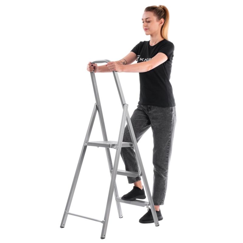 KADAX stålstige 3-trins universel, enkeltsidet, foldbar til hjemmet