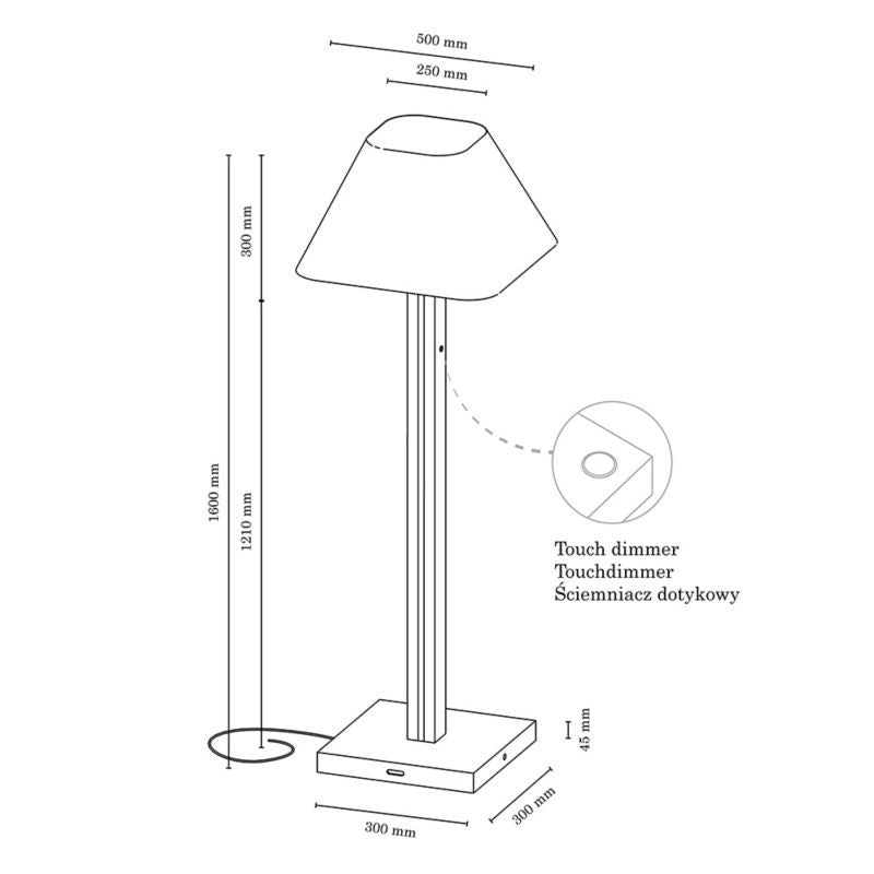 Gulvlampe i træ SPOT Light 1xE27 maks. 60W, 2xLED 36W olieret FSC-eg med hvidt tekstilskærm, 1 stk.