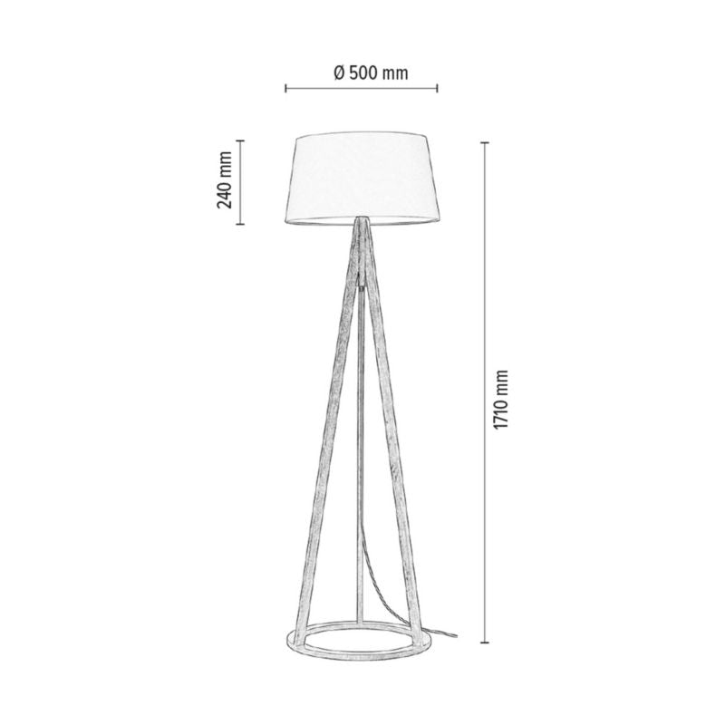 Trægulvlampe SPOT Light 1xE27 Max. 60W Olieret Eg FSC med Antracitfarvet Stof - Dansk Produceret 1 stk.