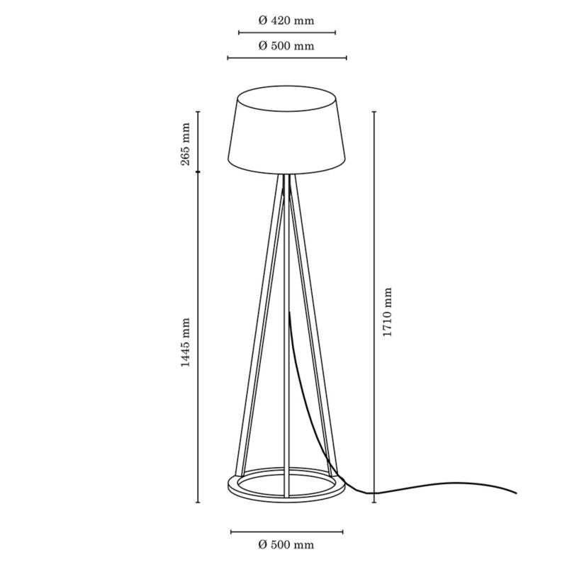 Trægulvlampe SPOT Light 1xE27 Maks. 60W Olieret Eg FSC med Hvidt Tekstilskaerm, Polsk Producent, 1 stk.