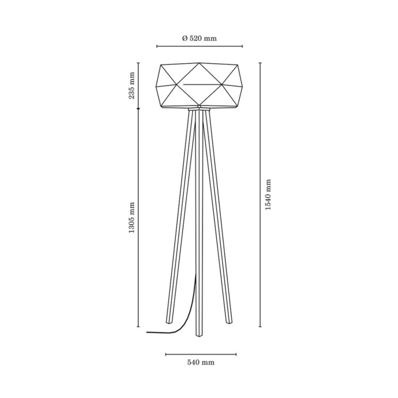 Trægulvlampe SPOT Light 1xE27 Max. 60W Olieret Eg FSC med brun tekstil, polsk producent, 1 stk.