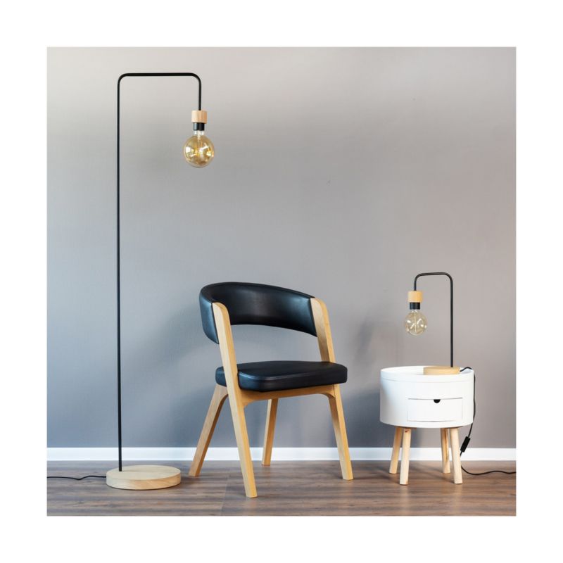 Trægulvlampe SPOT Light 1xE27 Max. 60W Olieret Eg FSC med Sort Detalje, Polsk Producent, 1 stk.