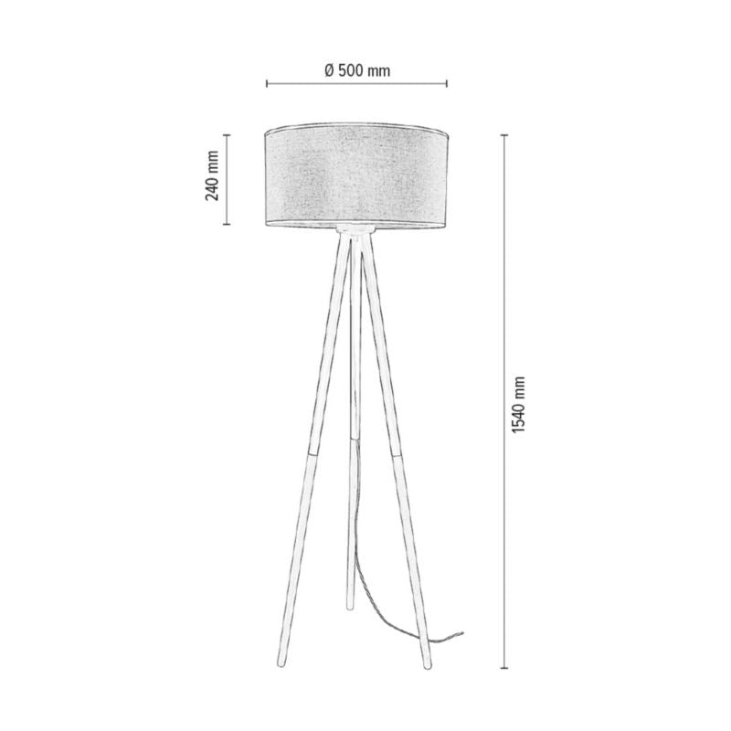 Trægulvlampe SPOT Light 1xE27 Max. 60W Naturlig FSC-birk med beige-sort linned, 1 stk.