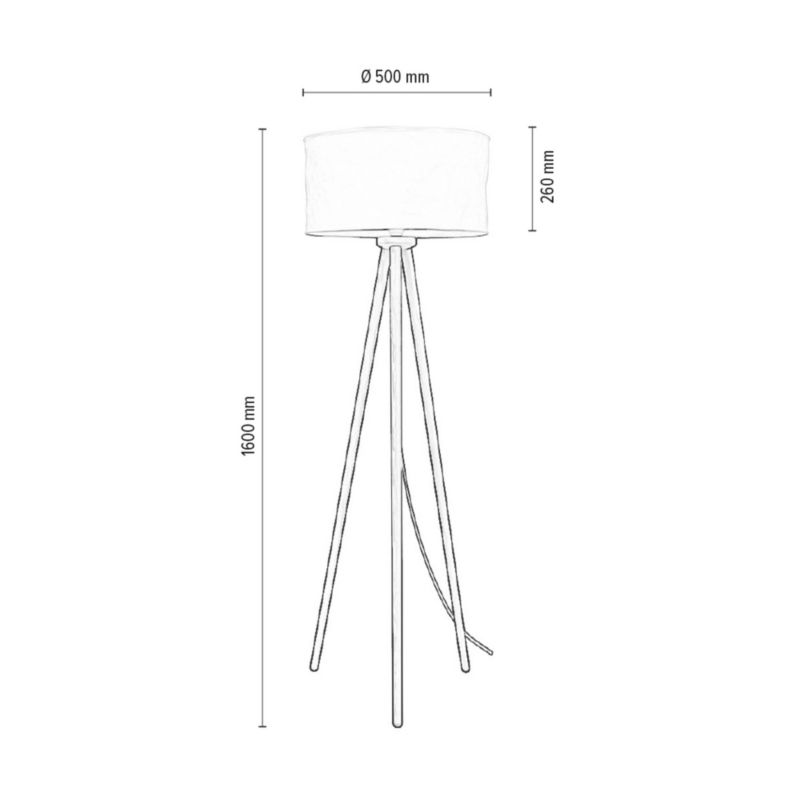 Gulvlampe i træ SPOT Light 1xE27 maks. 60W naturlig FSC-birk med hvidt stofskærm, polsk producent, 1 stk.