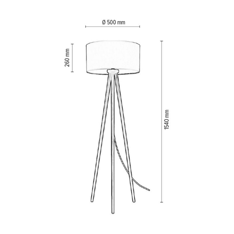 Trægulvlampe SPOT Light 1xE27 Max. 60W Grå Fyr FSC med Beige Stofskærm, Polsk Producent, 1 stk.