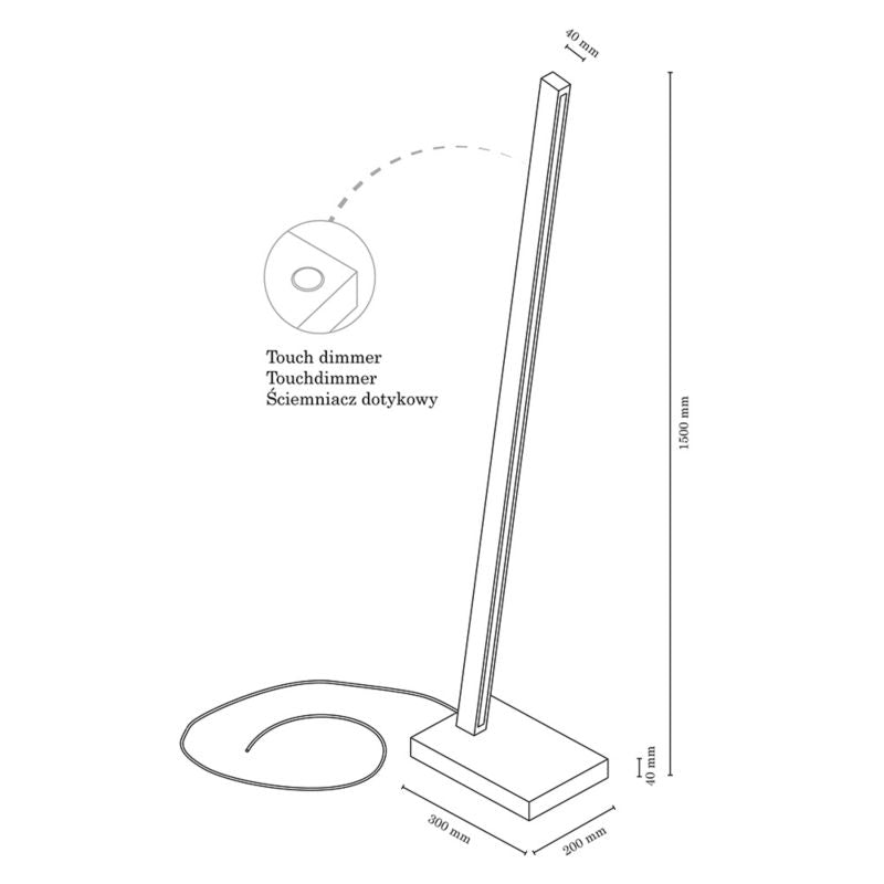 Gulvlampe i træ SPOT Light 1xLED 22W olieret eg FSC, touch-dæmper, polsk producent, 1 stk.