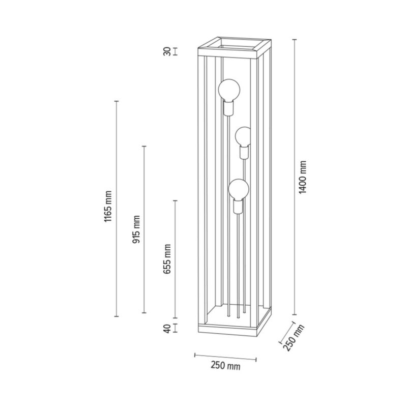 Gulvlampe i træ SPOT Light 3xE27 maks. 60W olieret eg FSC med kromdetaljer, polsk producent, 1 stk.