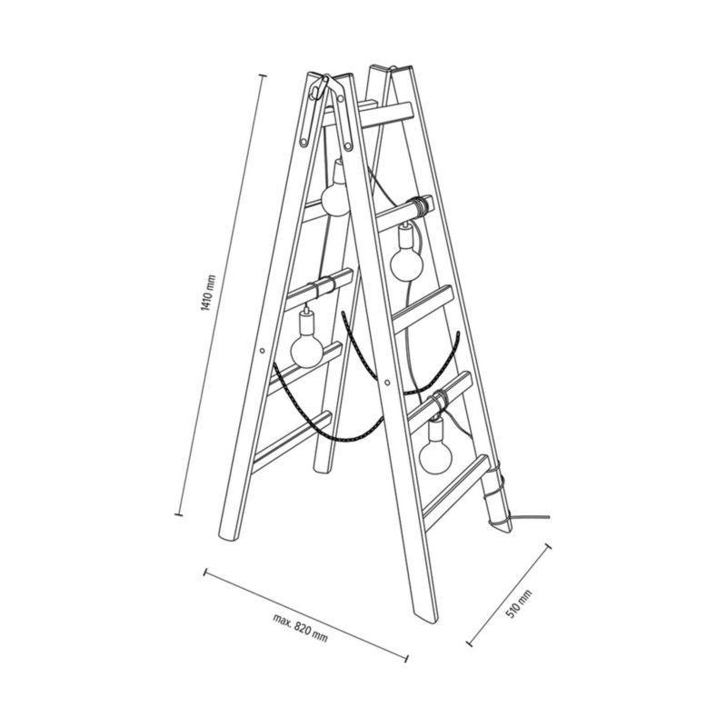 Trægulvlampe SPOT Light 4xE27 Max. 15W LED FSC-certificeret fyrretræ med sorte accenter, polsk producent, 1 stk.