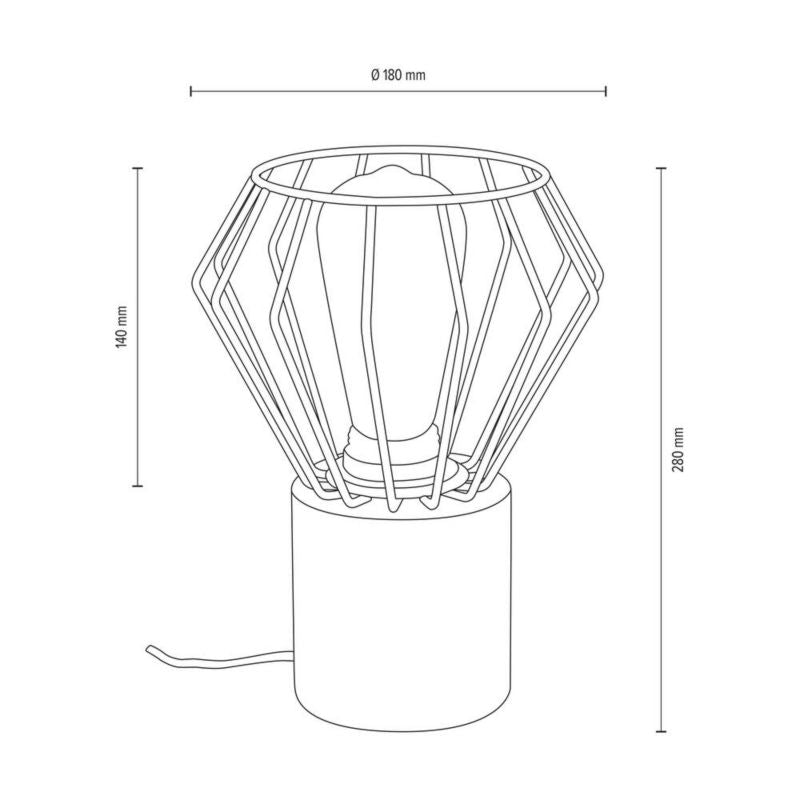 Træbordlampe SPOT Light 1xE27 Max. 15W LED Olieret FSC-eg med sort accent, 1 stk.