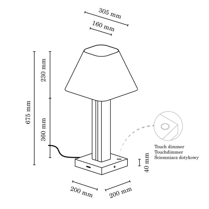 Træbordlampe SPOT Light 1xE27 Max. 25W, 2xLED 10,5W Bøgetræ med Valnøddefinish FSC og hvidt stofskærm, 1 stk.