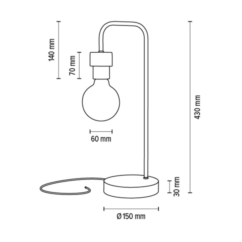 Træbordlampe SPOT Light 1xE27 Max. 25W Olieret Eg FSC i Industriel Stil, Polsk Producent, 1 stk.