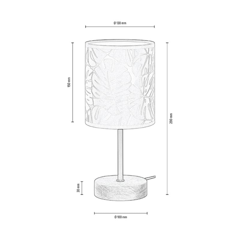 Træbordlampe SPOT Light 1xE27 Max. 25W Olieret Eg FSC med Beige Lampeskærm, 1 stk.
