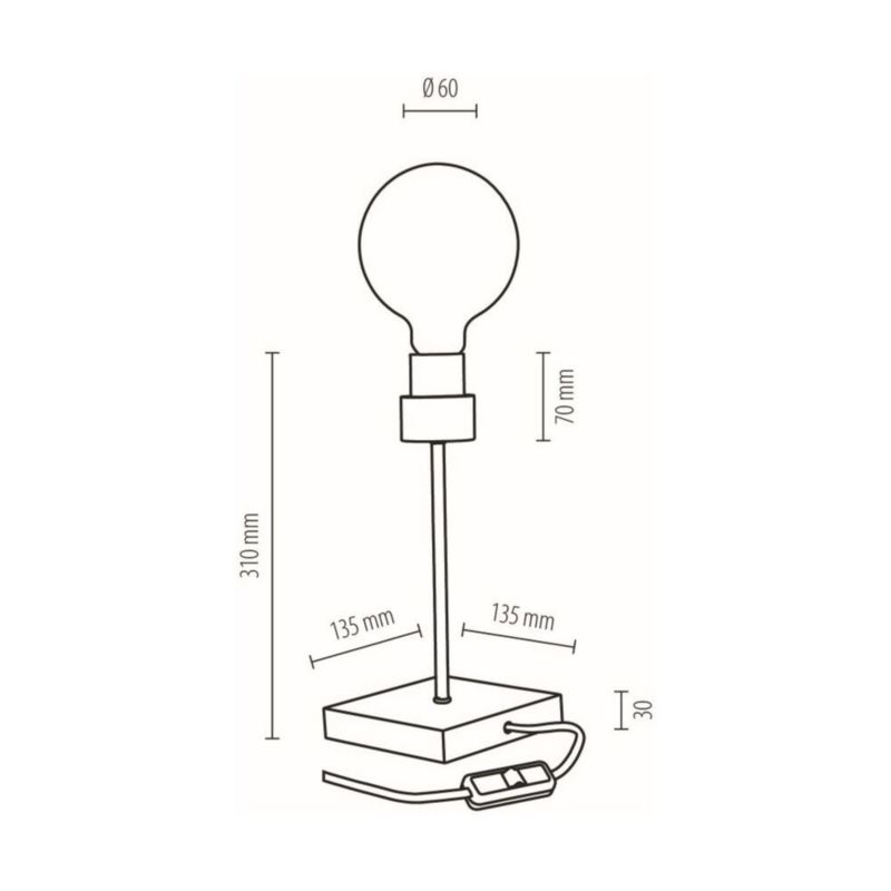 Træbordlampe SPOT Light 1xE27 Max. 25W Olieret Eg FSC i Moderne Stil, Polsk Producent, 1 stk.