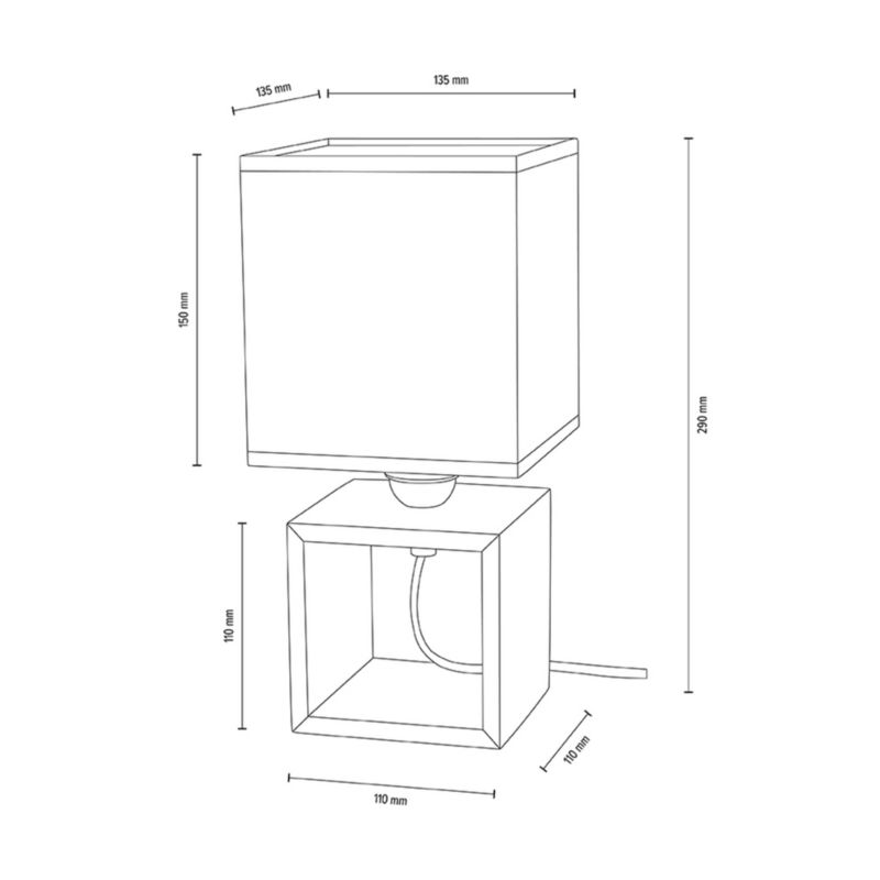 Træbordlampe SPOT Light 1xE27 Max. 25W Olieret Eg FSC med Sort Accent, Polsk Producent 1 stk.