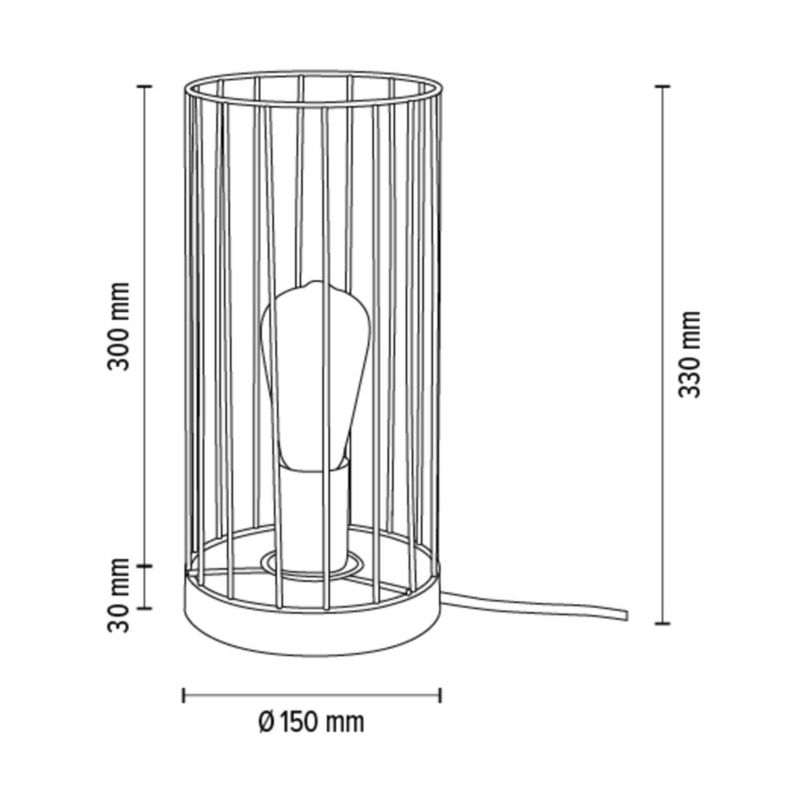 Træbordlampe SPOT Light 1xE27 Max. 25W Olieret Eg FSC med Sort Skærm, Polsk Producent, 1 stk.