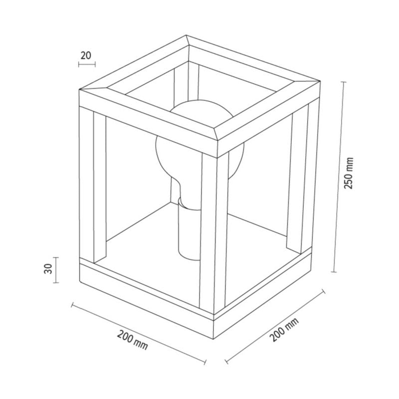 Træbordlampe SPOT Light 1xE27 Maks. 60W Olieret Eg FSC med Sort Metal, Dansk Produceret, 1 stk.