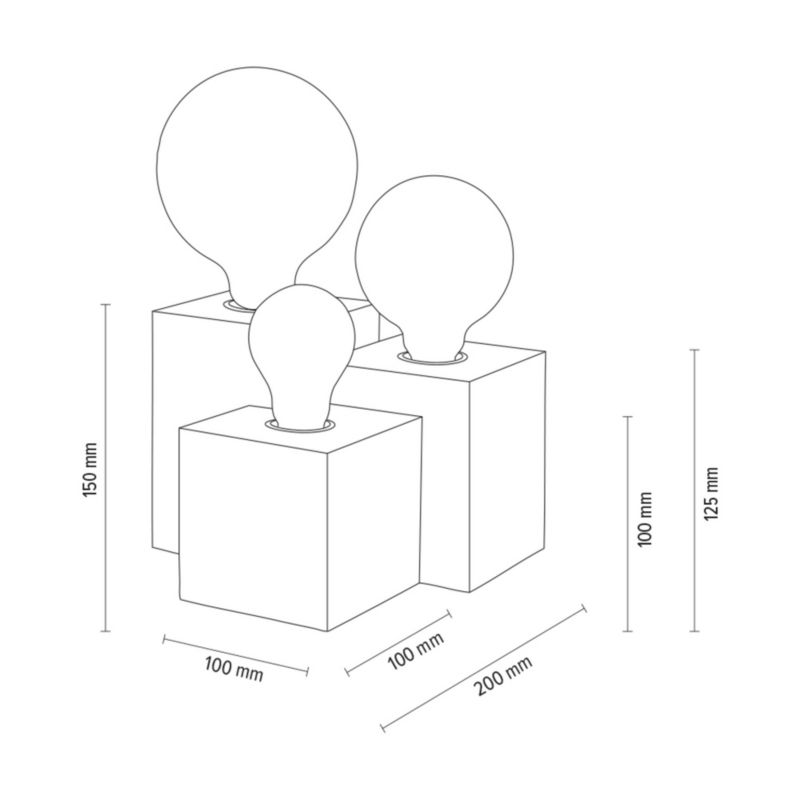 Træbordlampe SPOT Light Square 3xE27 Max. 15W Olieret FSC-eg, Polsk producent, 1 stk.
