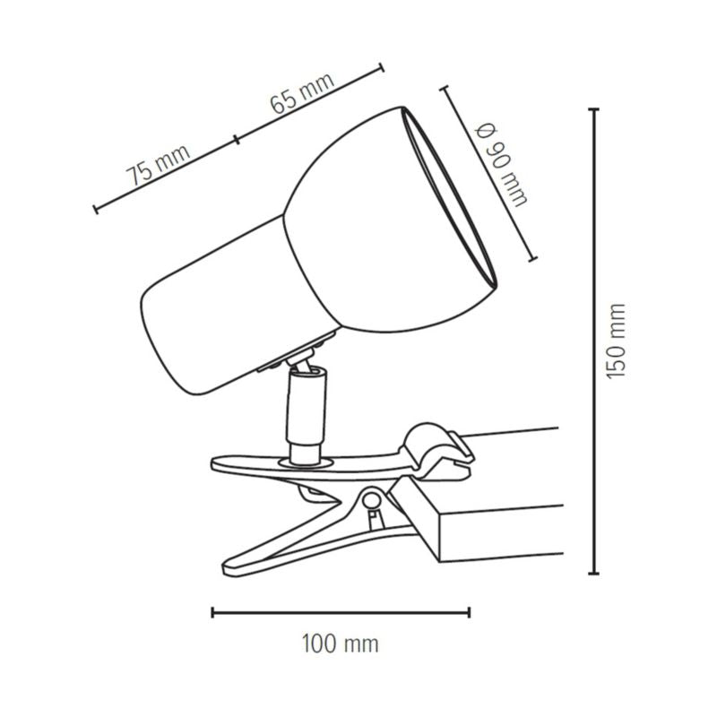 Træbordlampe med Clip SPOT Light 1xE27 60W Olieret Eg FSC med Hvid Skærm Dansk Producent 1 stk.