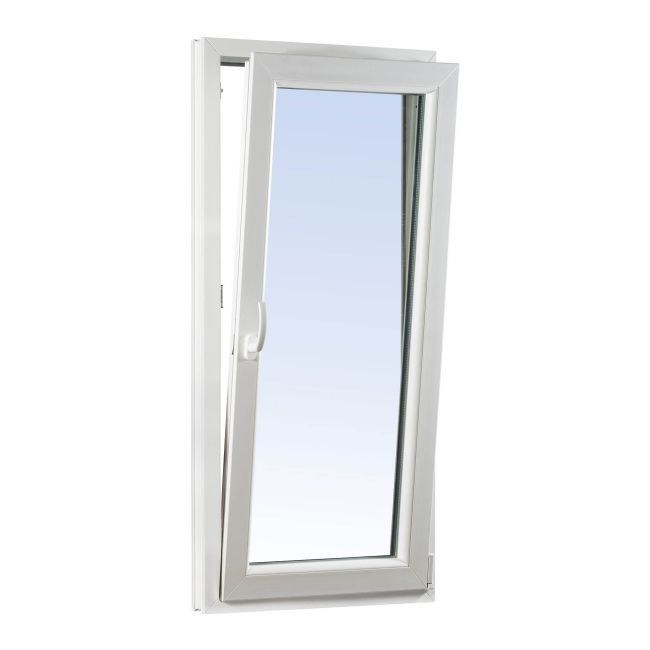 Hvid PVC altandør med dreje- og kipfunktion, 865 x 2095 mm, højrehængt, tredobbelt glas
