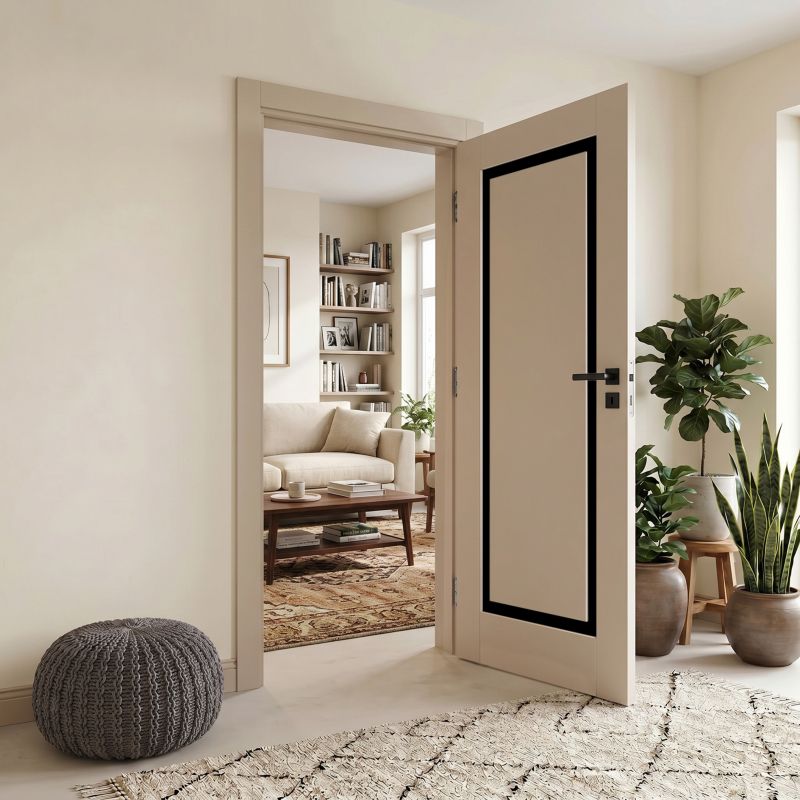 Indvendig Dør Fresno 70 cm Mat Kaszmir Sort Glas