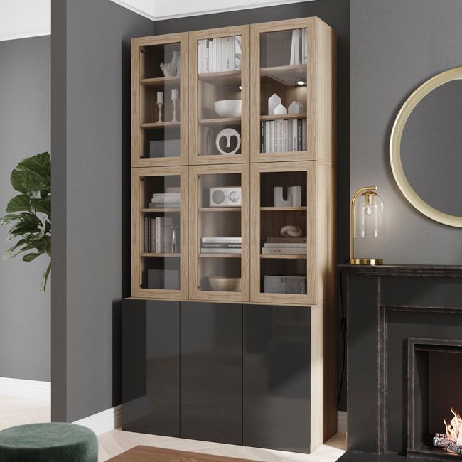 Dør til korpus 37,5 x 75 cm GoodHome Atomia egetræ/transparent glas