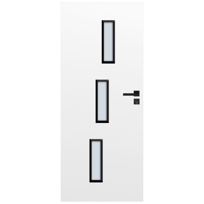 Indvendig Dør Roma 70 Venstre Hvid med Sort Ramme 2036x744 mm