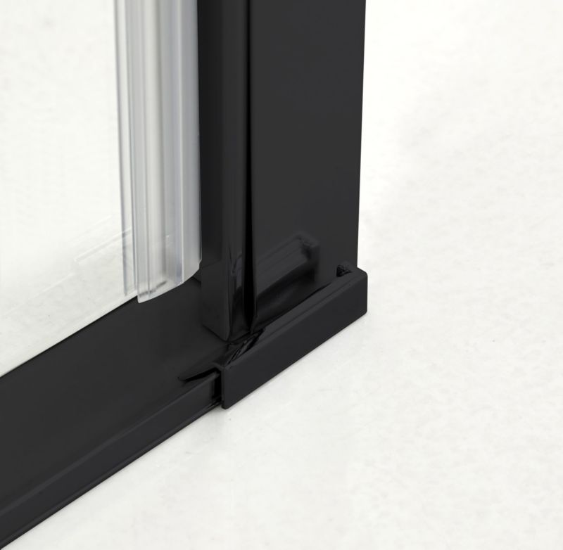 Foldebrusedør 90 cm Mat Sort med Klart Glas