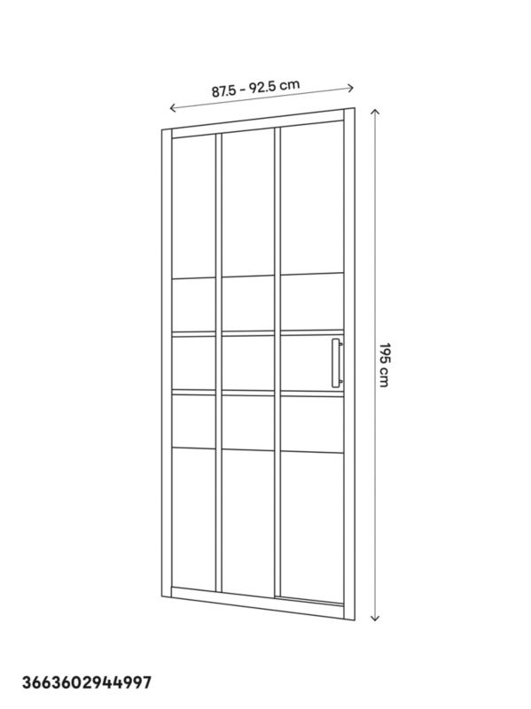 GoodHome Beloya tredelt skydedør til brusekabine 90 cm krom/spejlglas