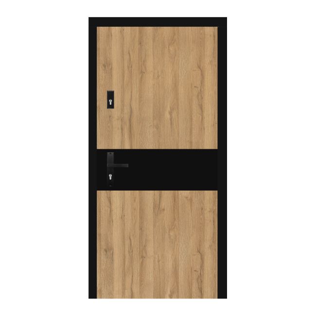 Indvendige trappeopgangsdøre Stira door Ateron 80 højrehængt grandeg egetræ med sort pas