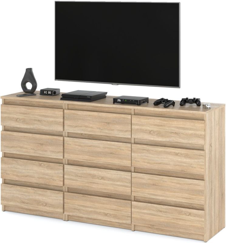 Komode med 12 Skuffer 180x33,5x92,5 cm Eg Sonoma